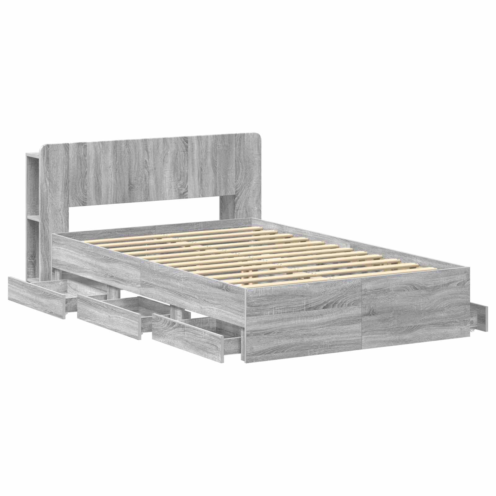 Bettgestell mit Stauraum Grau Sonoma 120 x 190 cm Holzwerkstoff