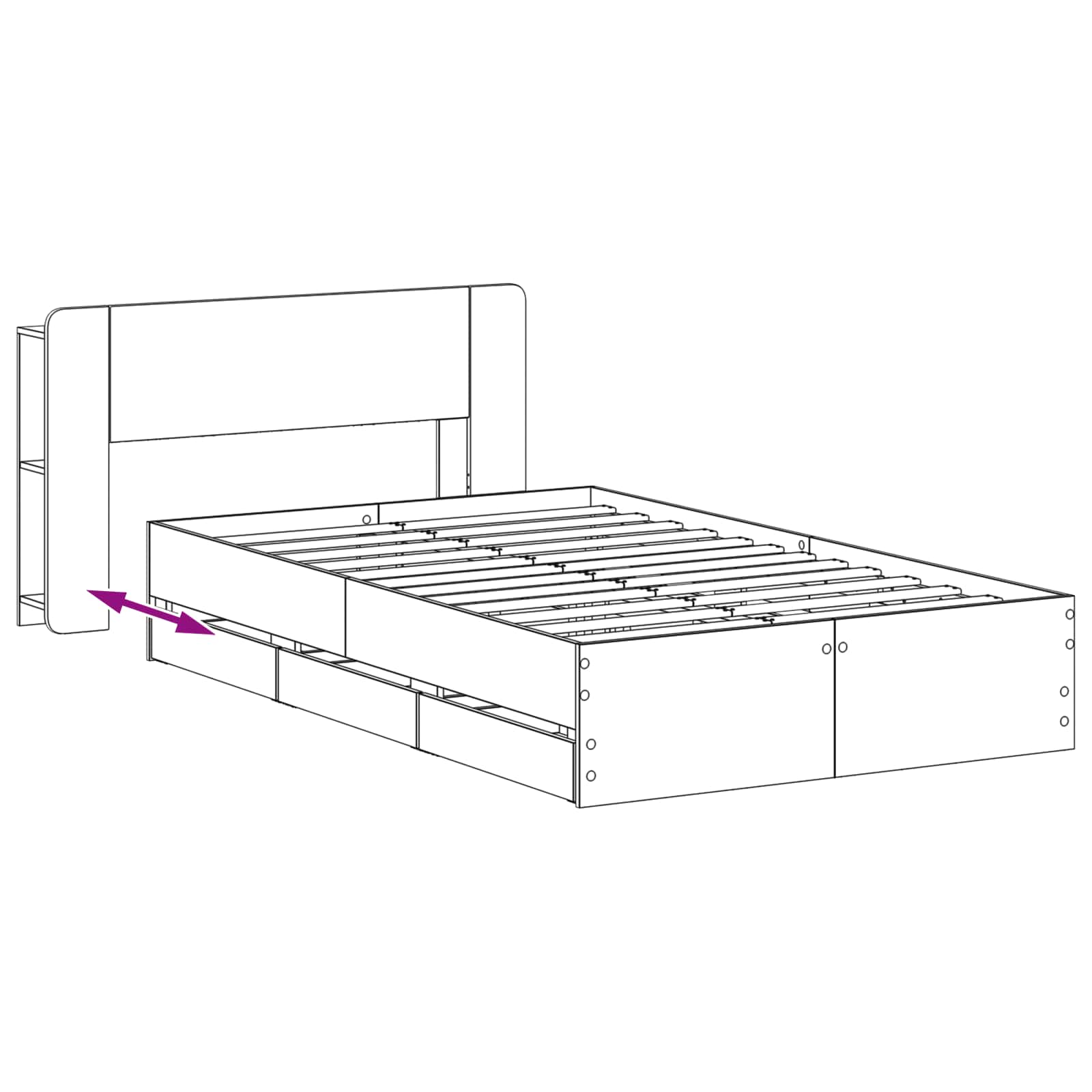 Bettgestell mit Stauraum Grau Sonoma 120 x 190 cm Holzwerkstoff