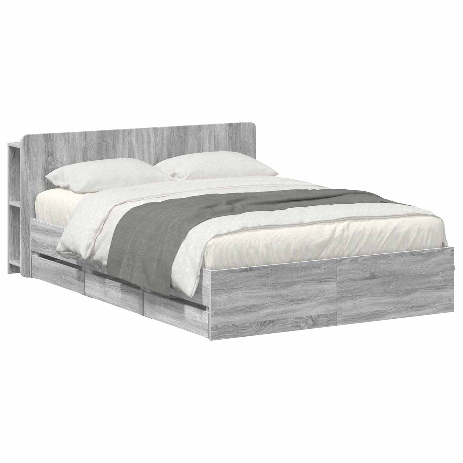 Bettgestell mit Stauraum Grau Sonoma 140 x 190 cm Holzwerkstoff