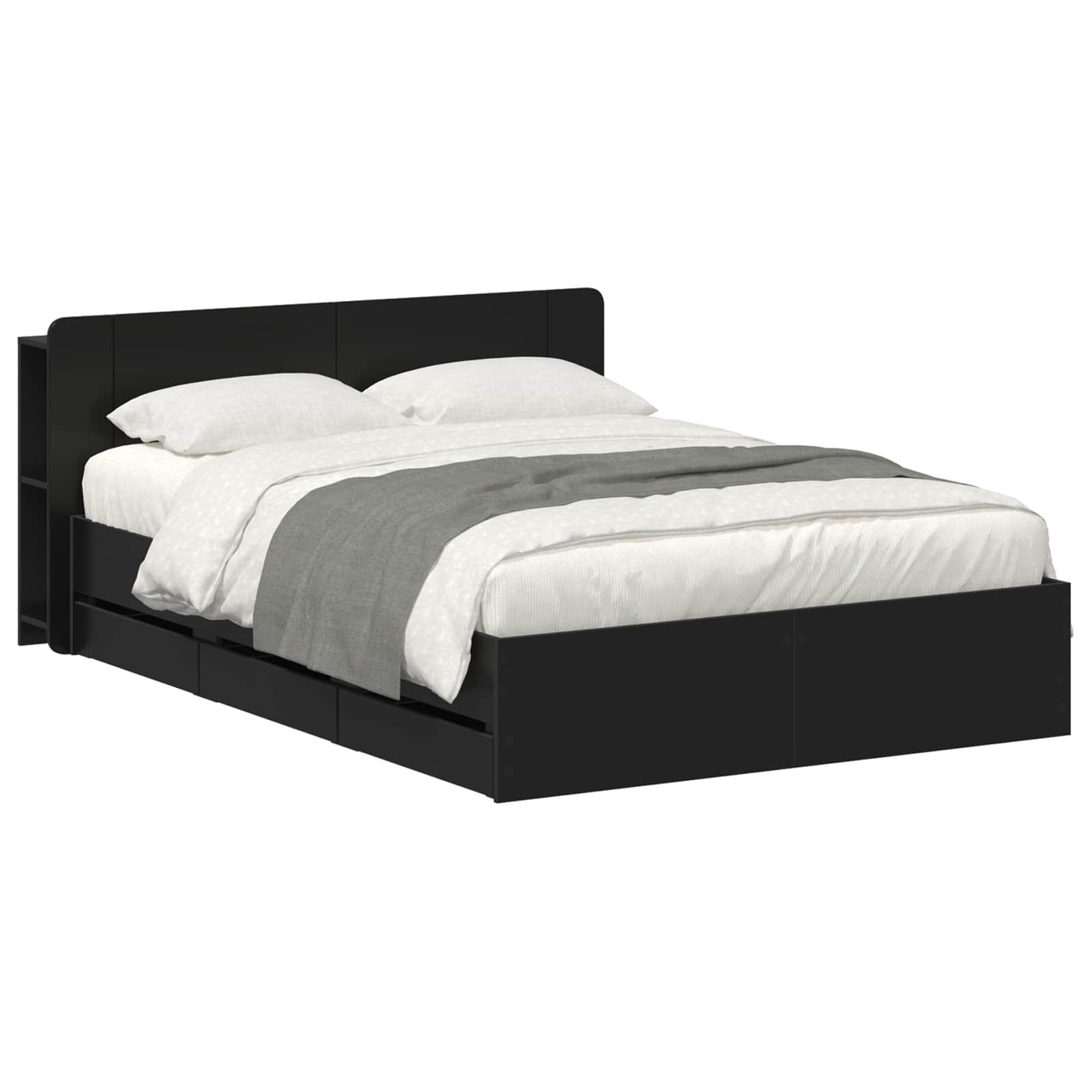 Bettgestell mit Stauraum Schwarz 140 x 190 cm Holzwerkstoff