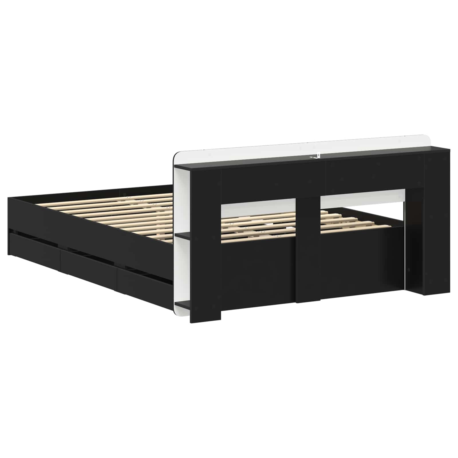 Bettgestell mit Stauraum Schwarz 140 x 190 cm Holzwerkstoff