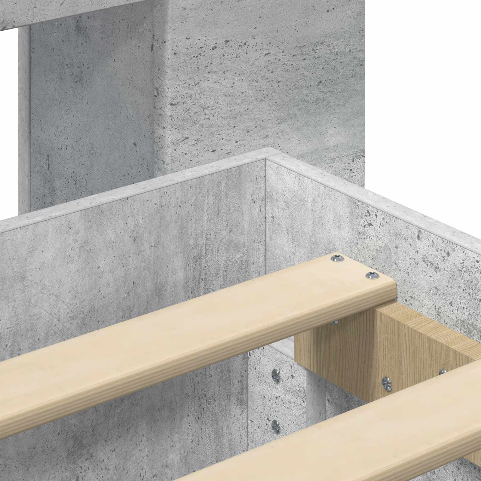 Bettgestell mit Stauraum Betongrau 150 x 200 cm Holzwerkstoff