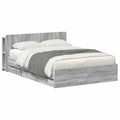 Bettgestell mit Stauraum Grau Sonoma 150 x 200 cm Holzwerkstoff