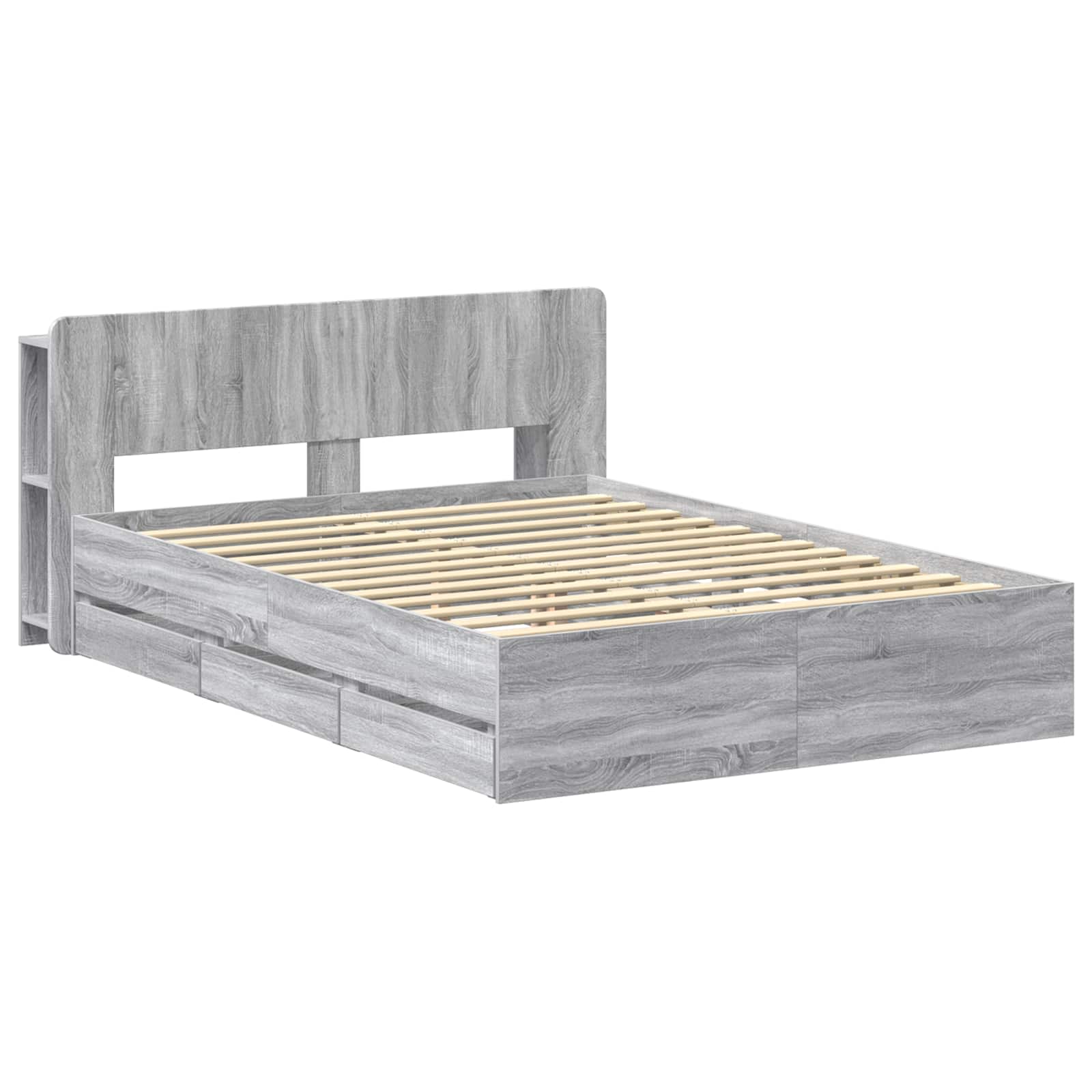 Bettgestell mit Stauraum Grau Sonoma 160 x 200 cm Holzwerkstoff