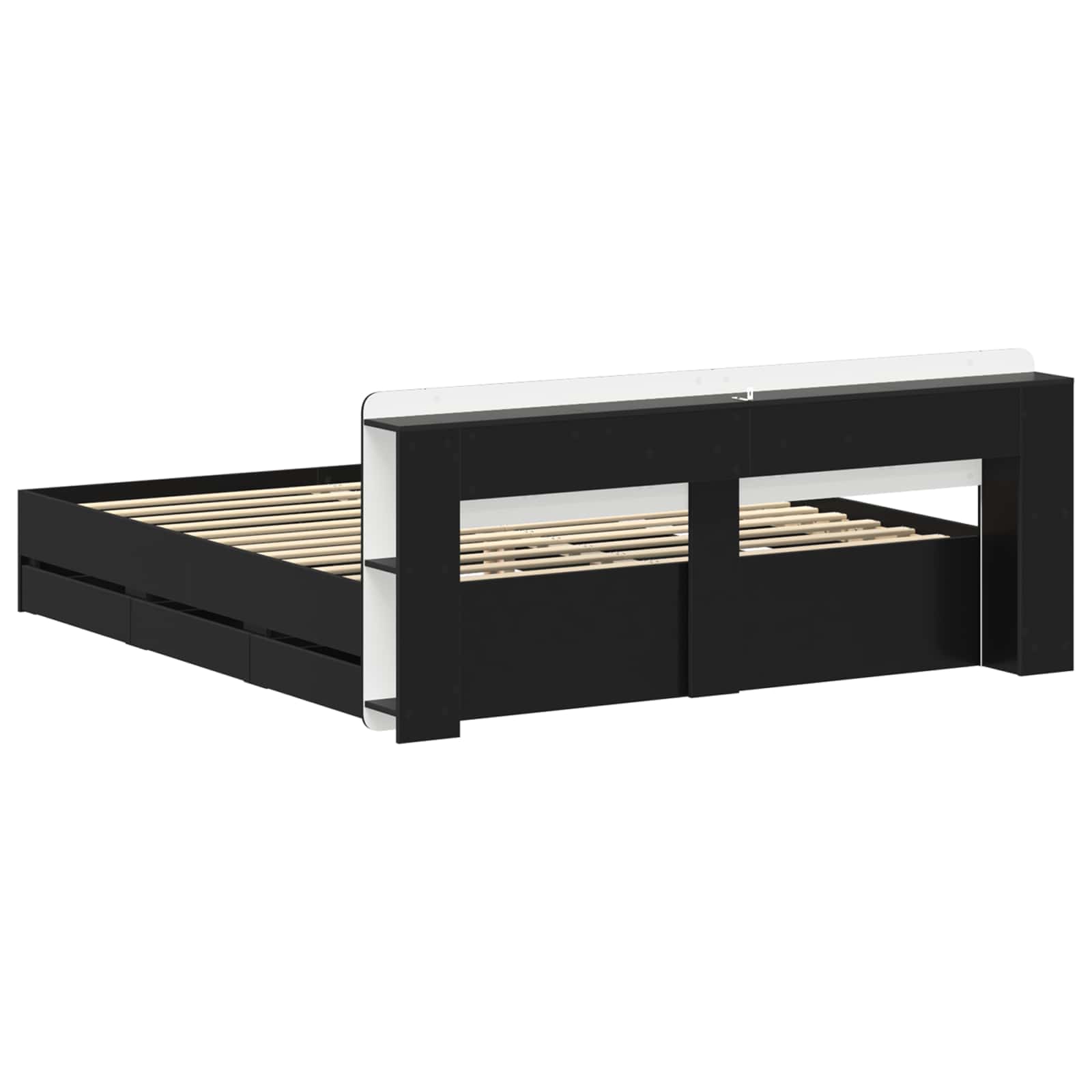 Bettgestell mit Stauraum Schwarz 180 x 200 cm Holzwerkstoff