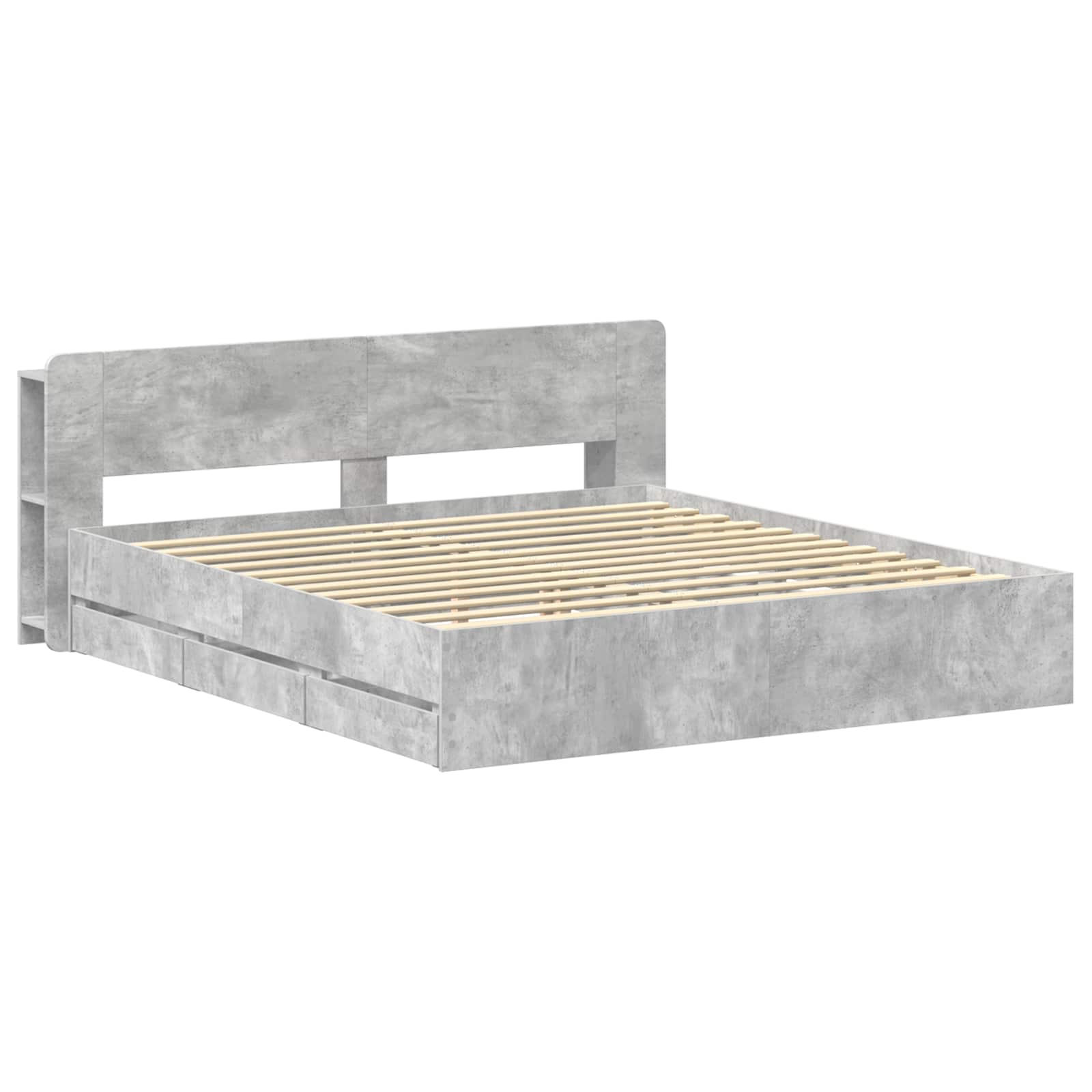 Bettgestell mit Stauraum Betongrau 180 x 200 cm Holzwerkstoff