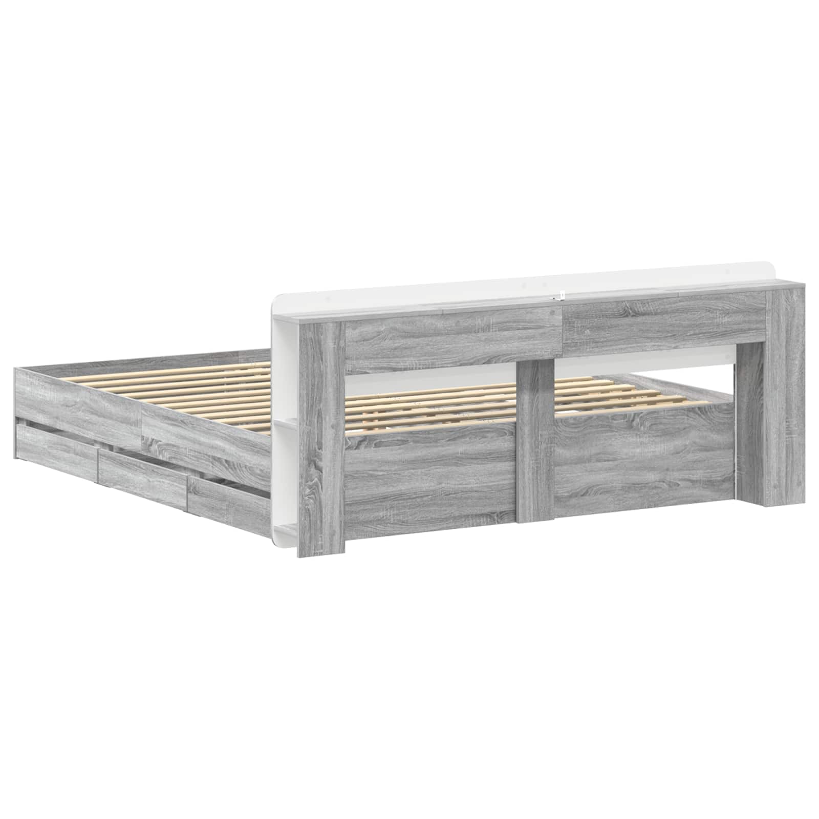 Bettgestell mit Stauraum Grau Sonoma 180 x 200 cm Holzwerkstoff
