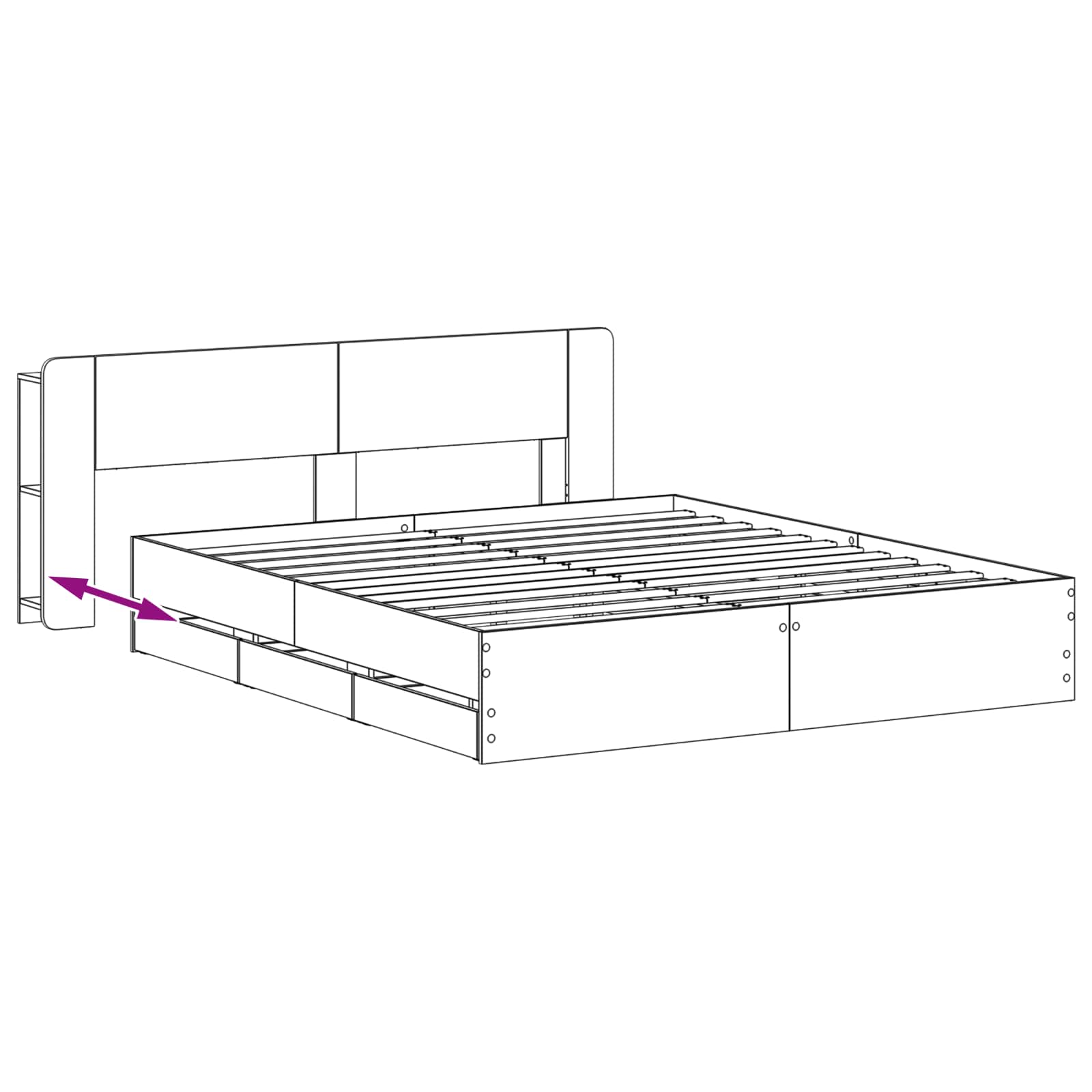 Bettgestell mit Stauraum Grau Sonoma 200 x 200 cm Holzwerkstoff