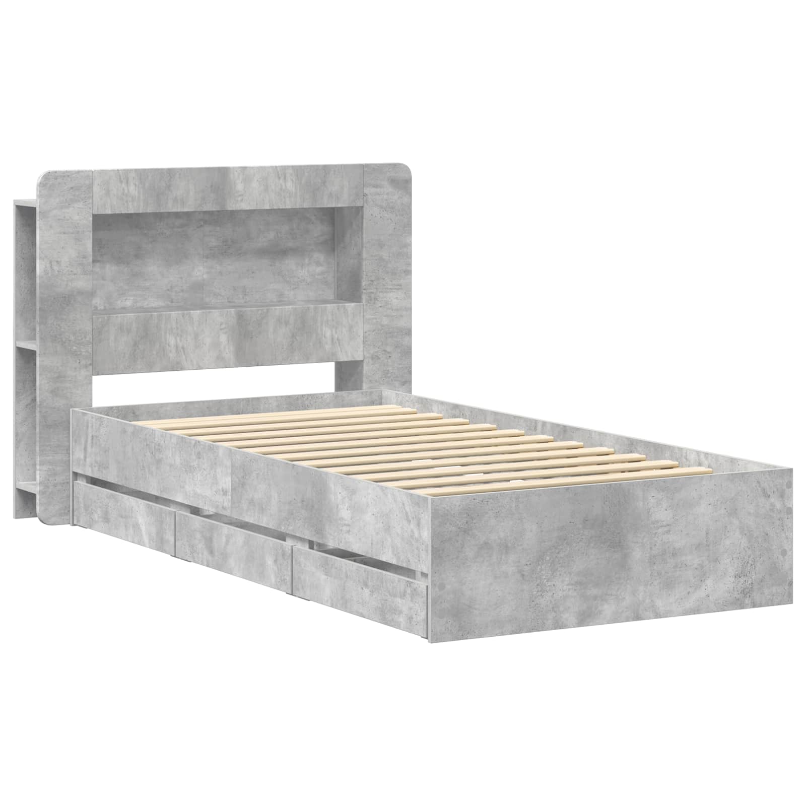 Bettgestell mit Stauraum Betongrau 80 x 200 cm Holzwerkstoff