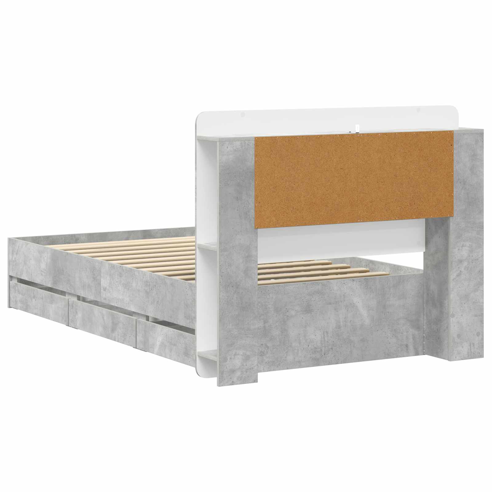Bettgestell mit Stauraum Betongrau 80 x 200 cm Holzwerkstoff