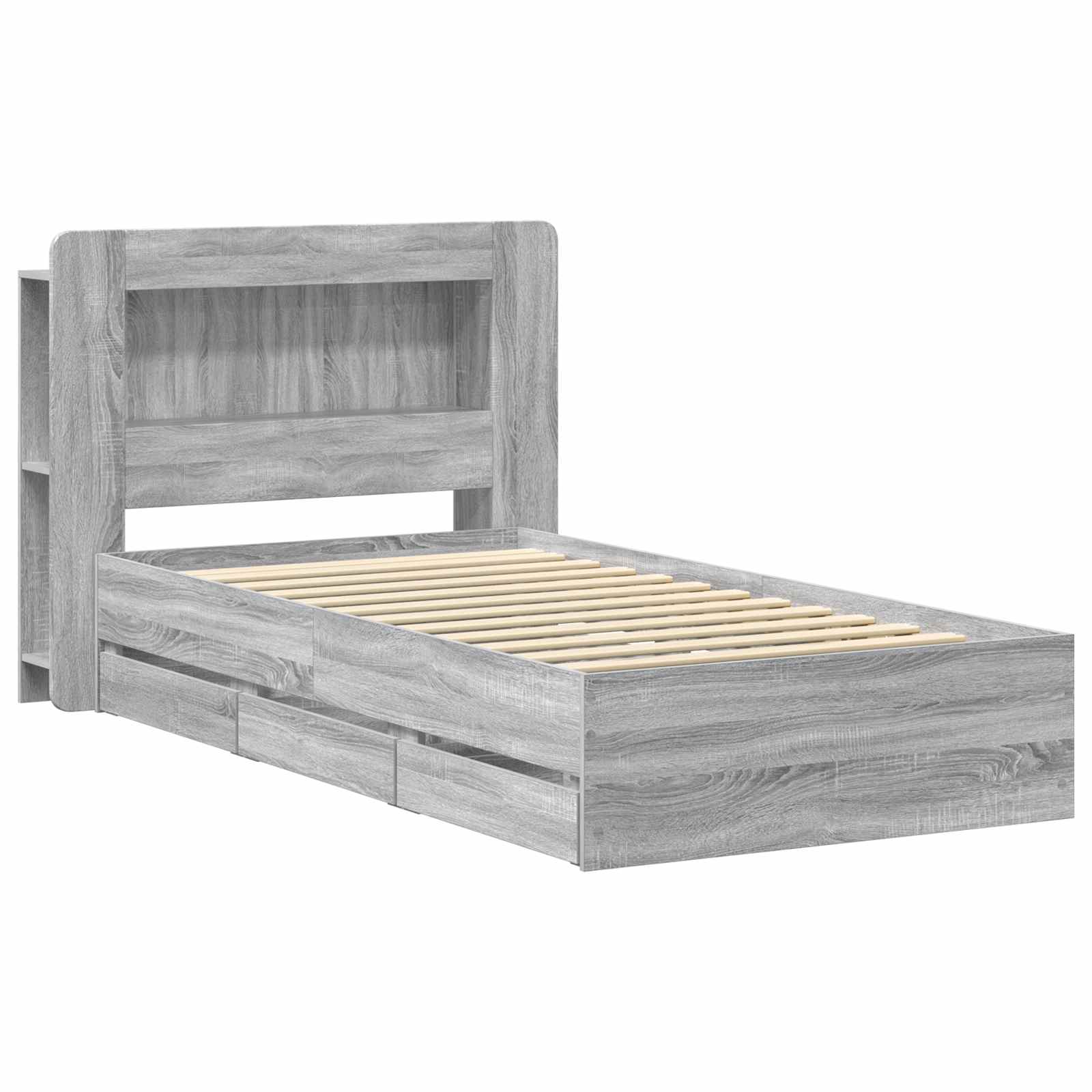 Bettgestell mit Stauraum Grau Sonoma 80 x 200 cm Holzwerkstoff