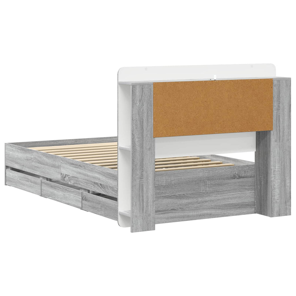 Bettgestell mit Stauraum Grau Sonoma 80 x 200 cm Holzwerkstoff
