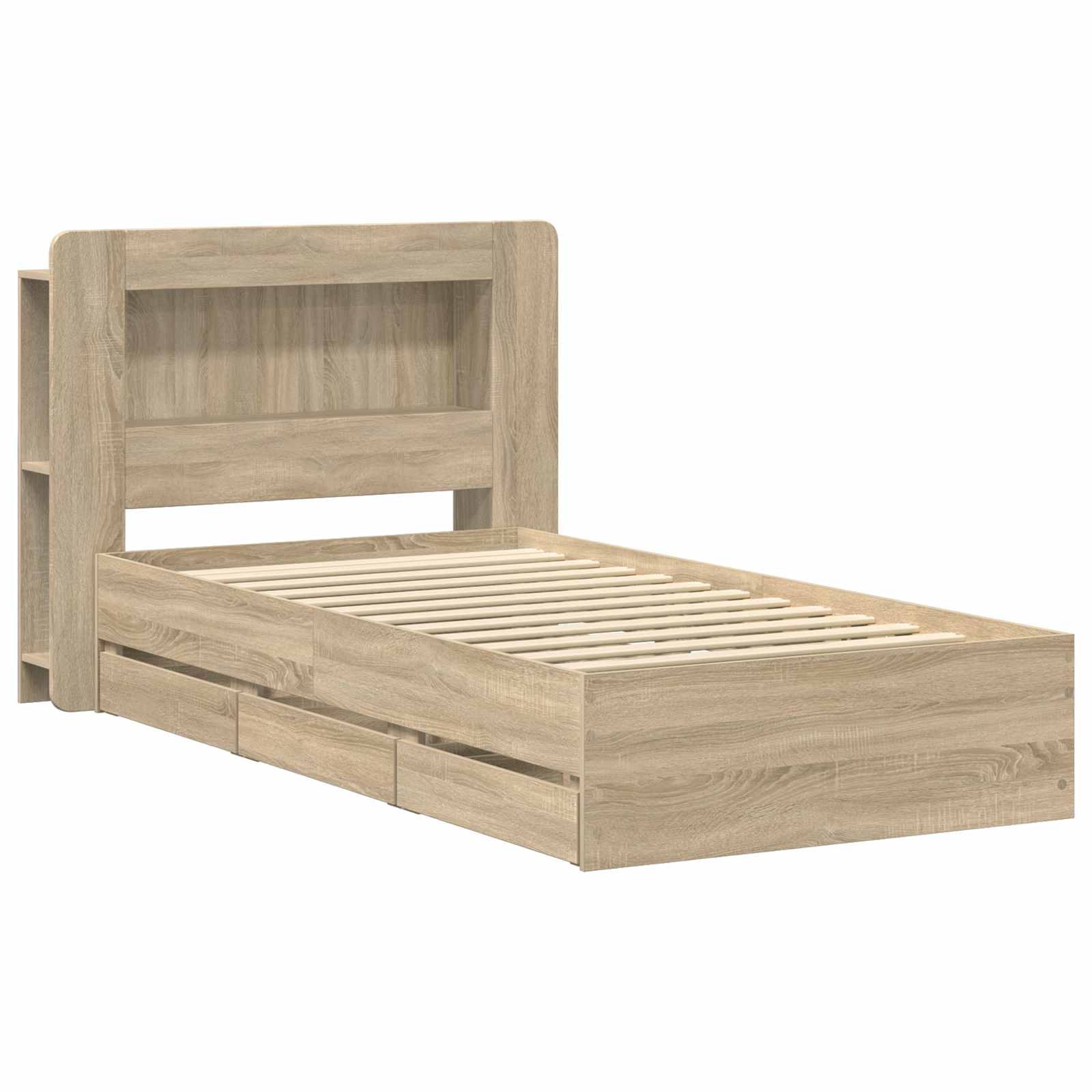 Bettgestell mit Stauraum Sonoma-Eiche 80 x 200 cm Holzwerkstoff