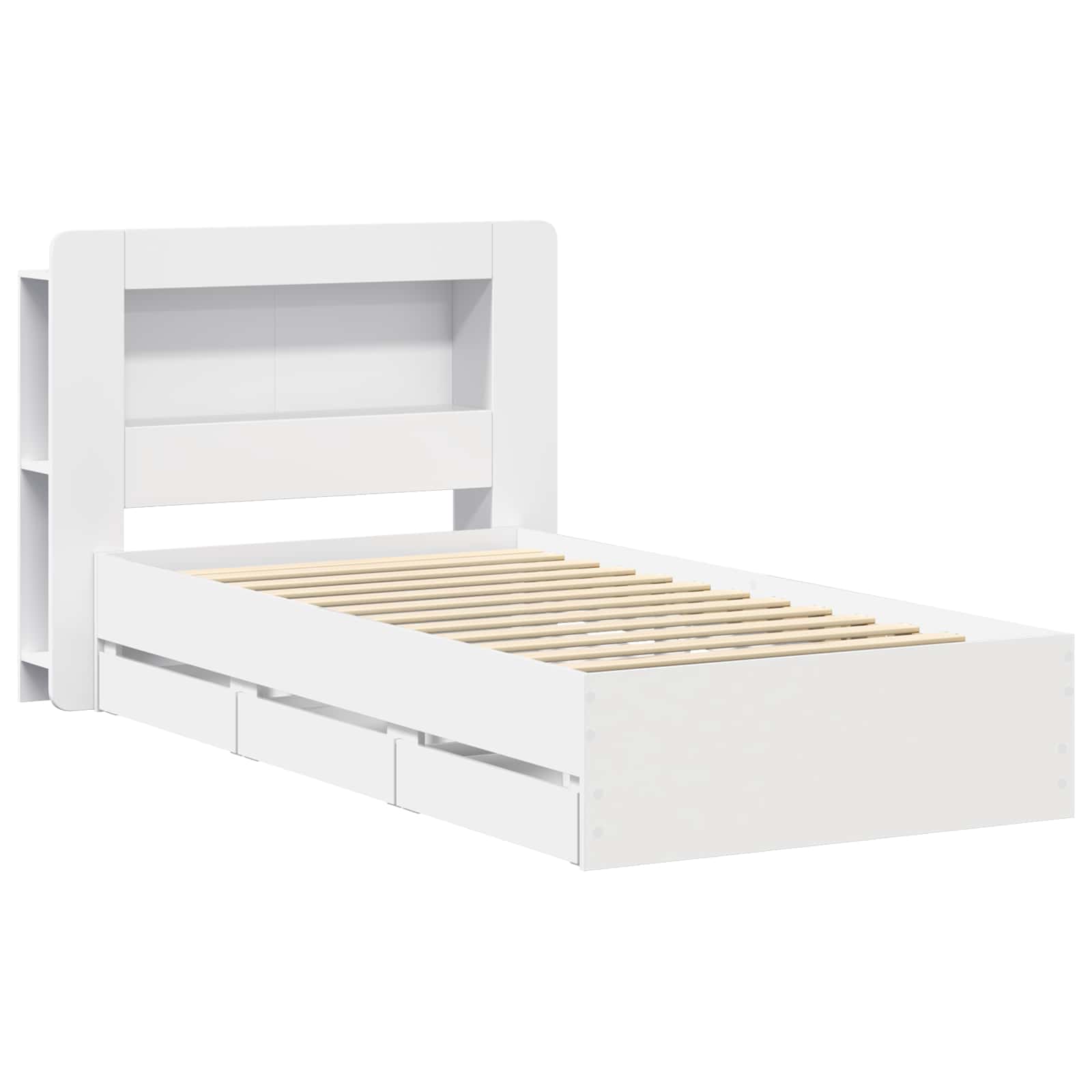 Bettgestell mit Stauraum Weiß 80 x 200 cm Holzwerkstoff