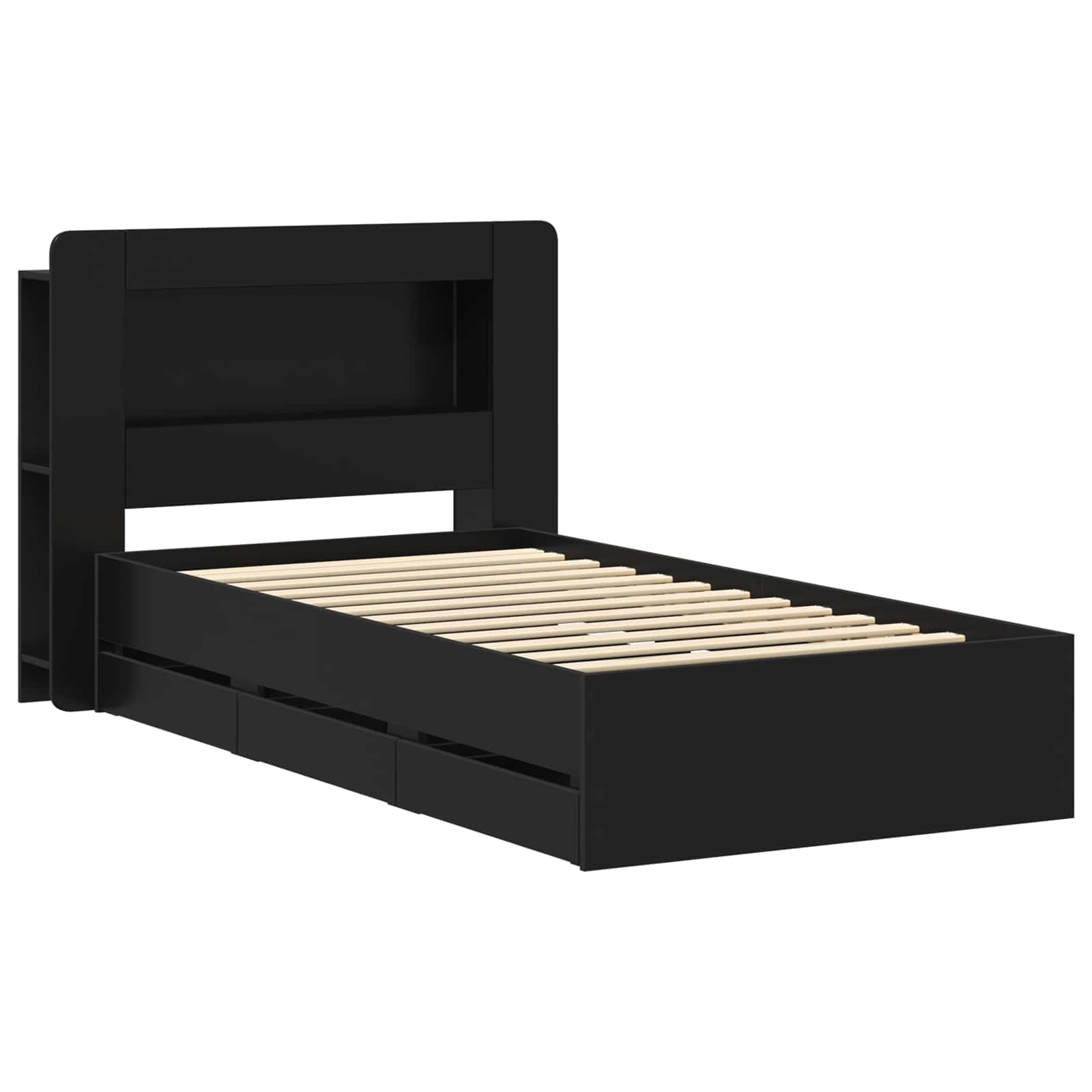Bettgestell mit Stauraum Schwarz 90 x 190 cm Holzwerkstoff