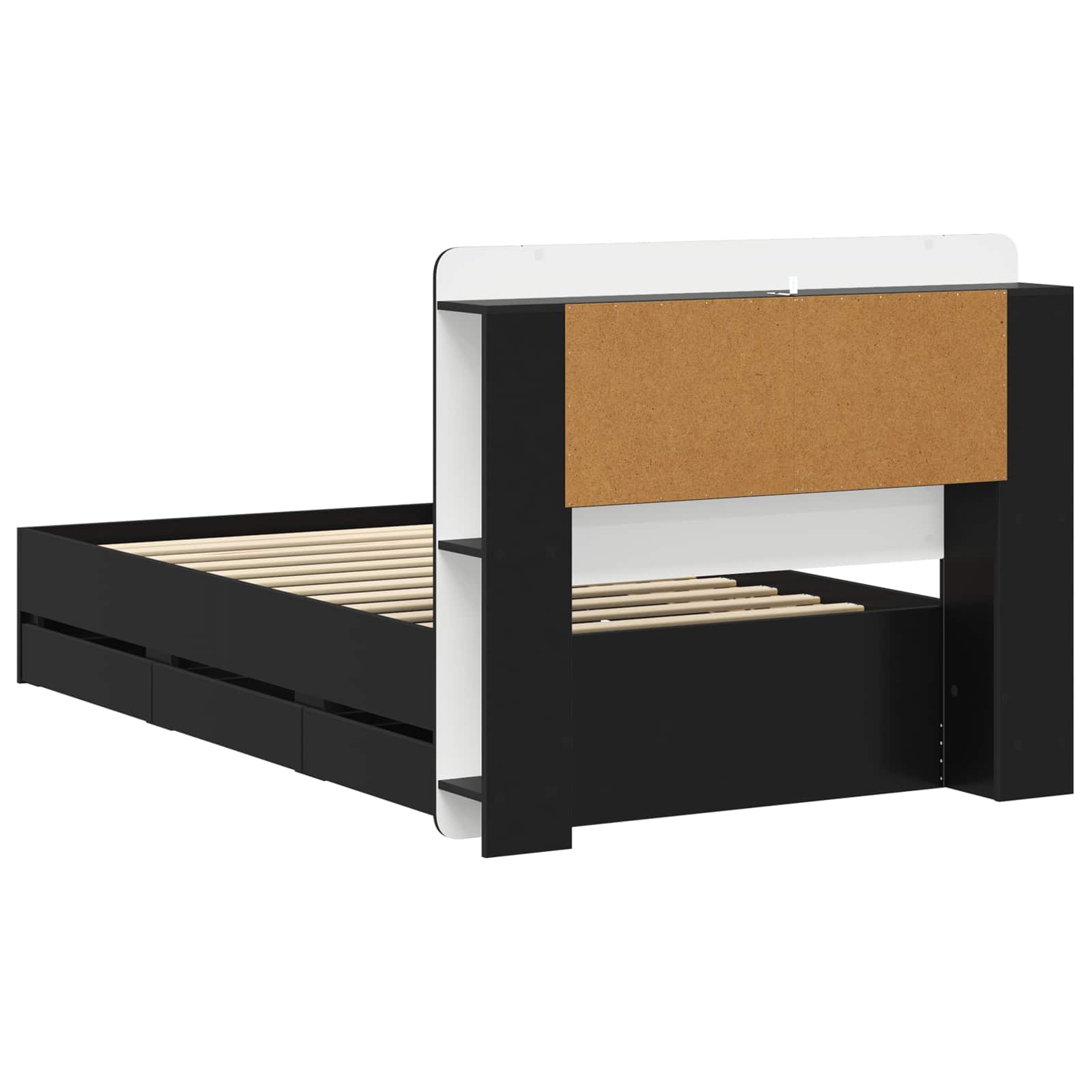 Bettgestell mit Stauraum Schwarz 90 x 190 cm Holzwerkstoff