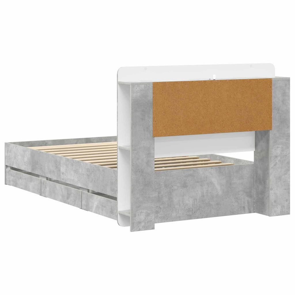 Bettgestell mit Stauraum Betongrau 90 x 190 cm Holzwerkstoff