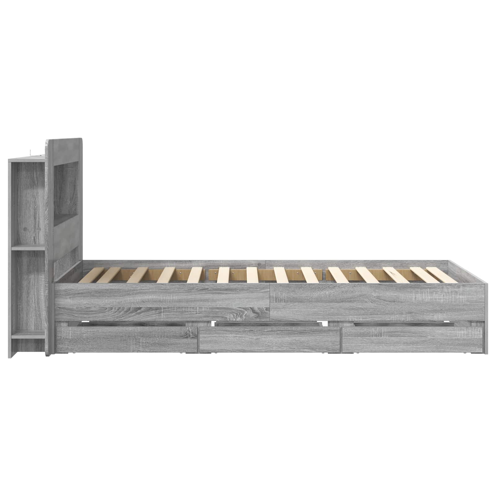 Bettgestell mit Stauraum Sonoma-Grau 100 x 200 cm Holzwerkstoff