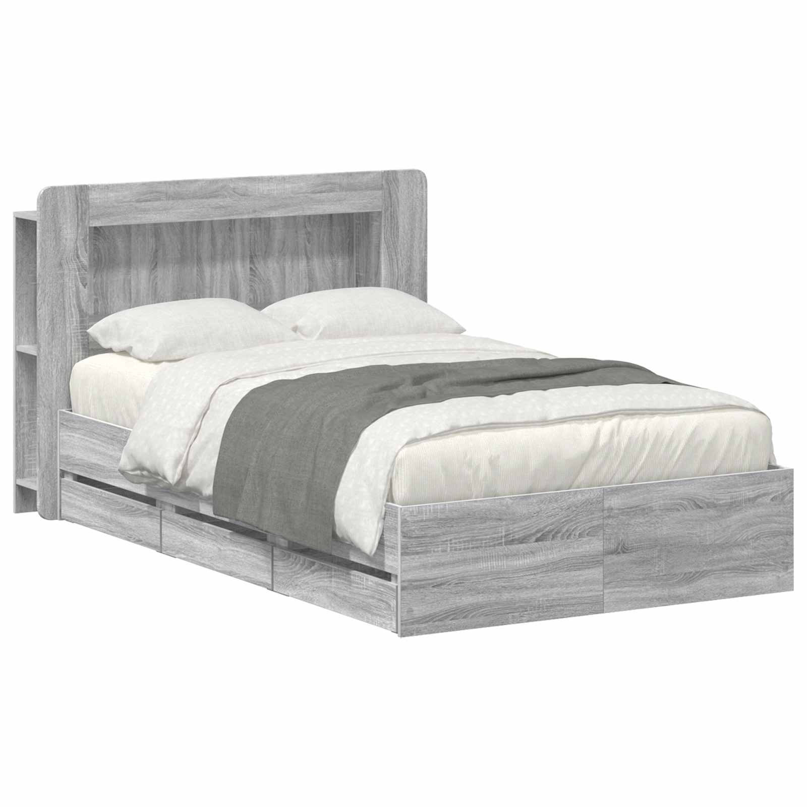 Bettgestell mit Stauraum Grau Sonoma 120 x 190 cm Holzwerkstoff