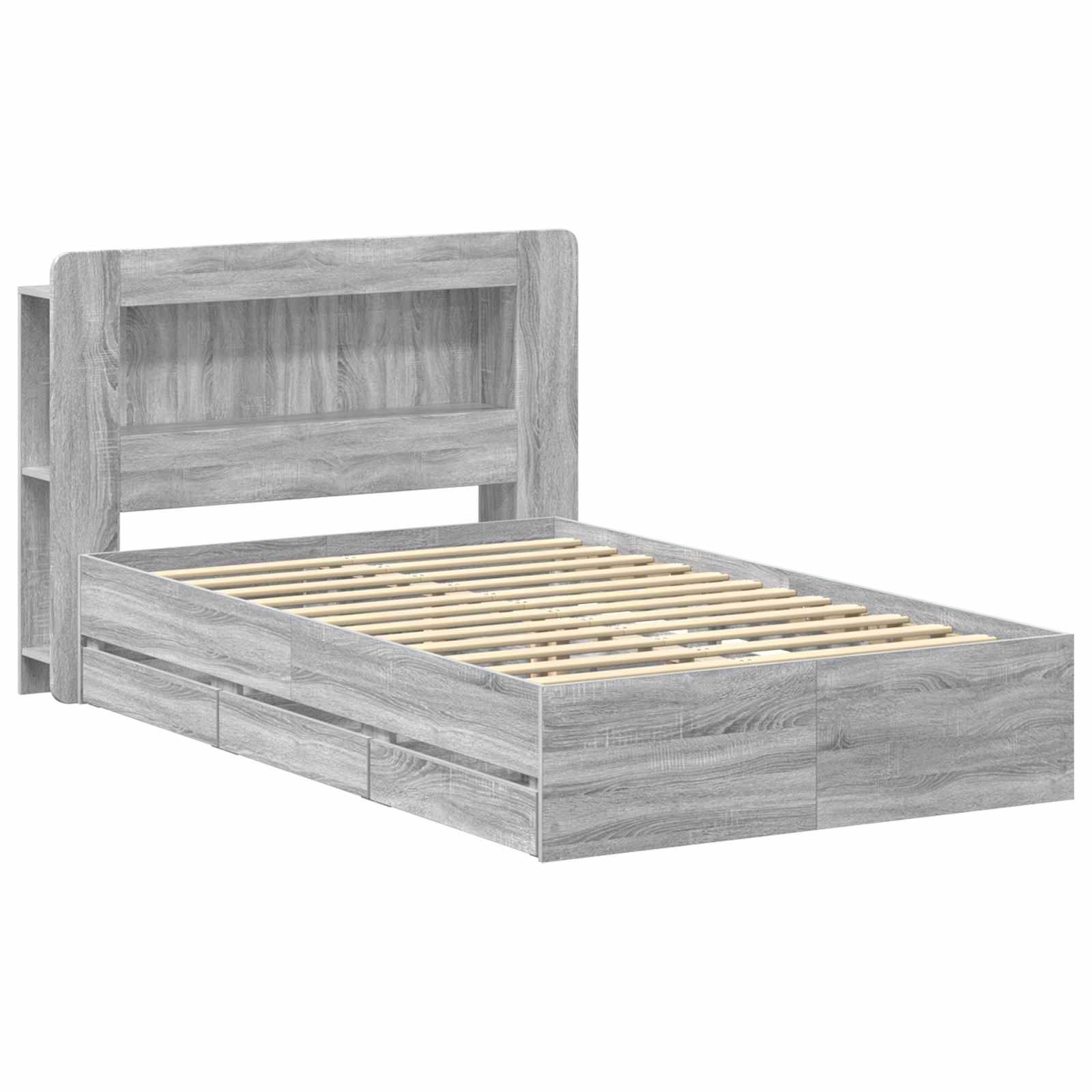 Bettgestell mit Stauraum Grau Sonoma 120 x 190 cm Holzwerkstoff