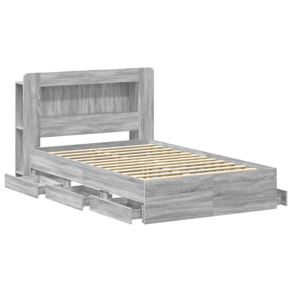 Bettgestell mit Stauraum Grau Sonoma 120 x 190 cm Holzwerkstoff