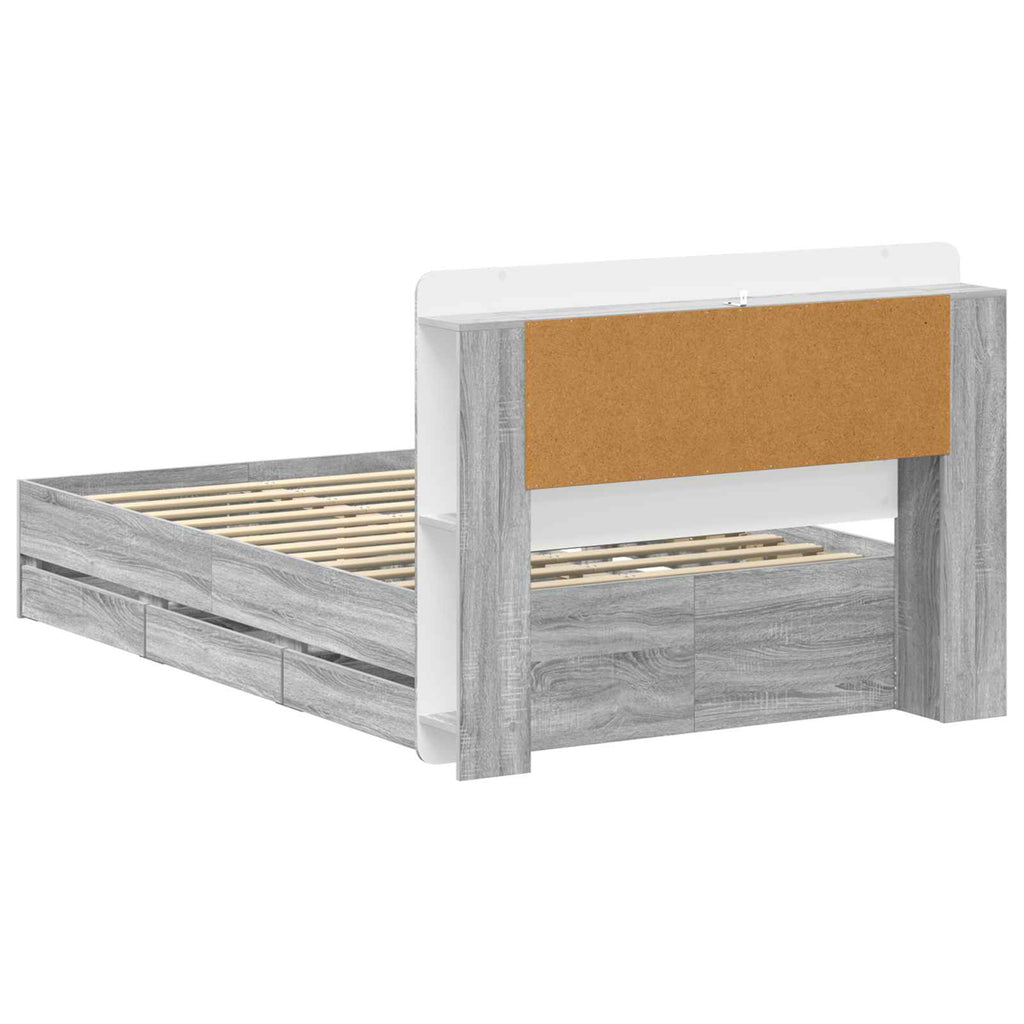 Bettgestell mit Stauraum Grau Sonoma 120 x 190 cm Holzwerkstoff