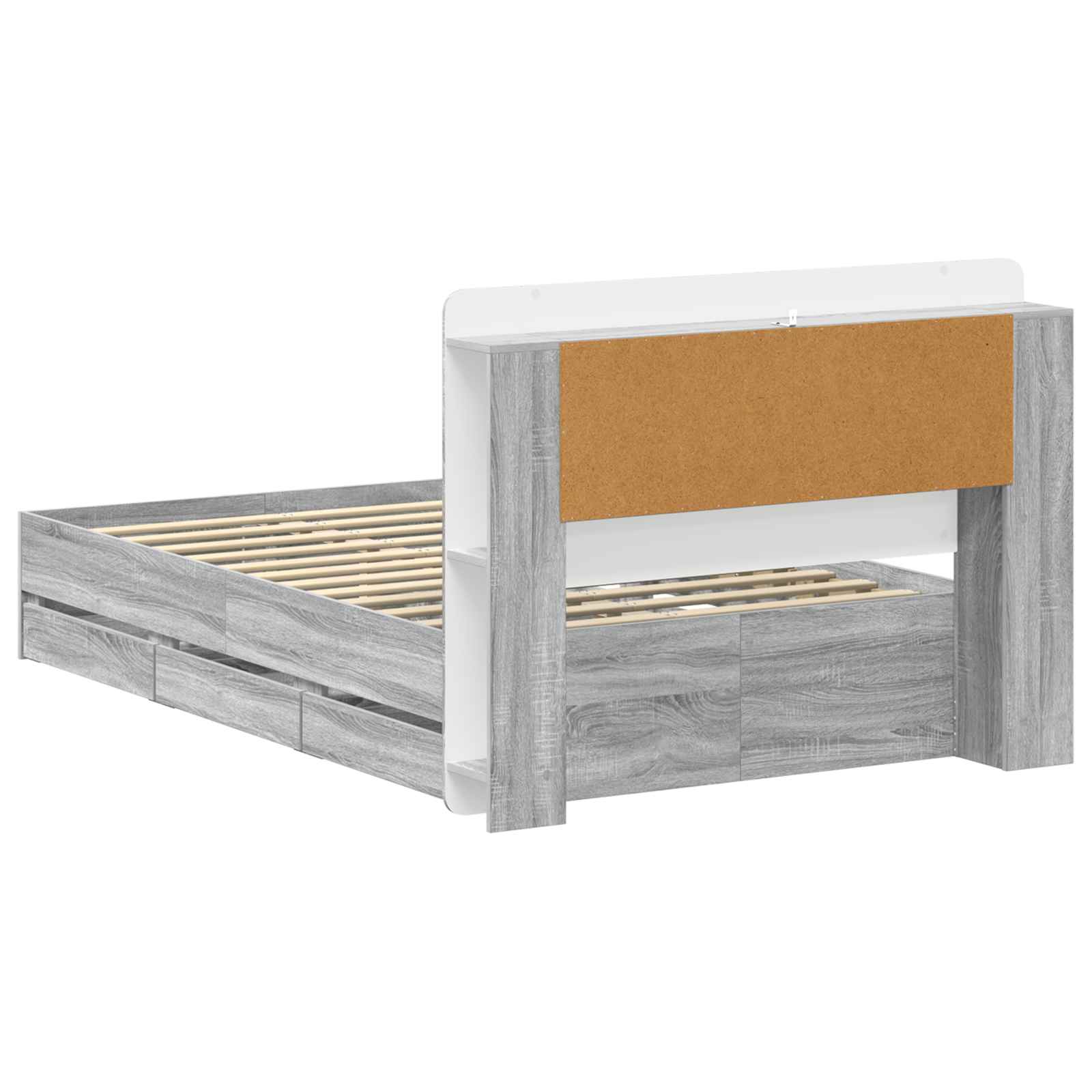 Bettgestell mit Stauraum Grau Sonoma 120 x 190 cm Holzwerkstoff