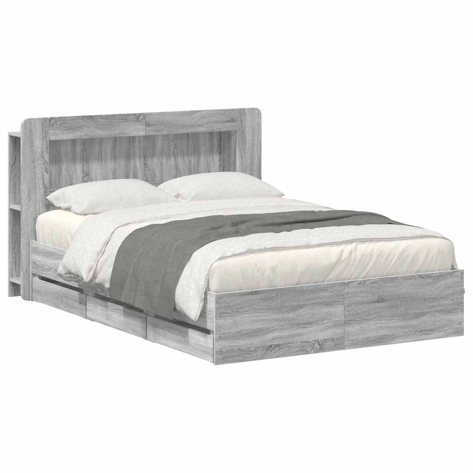 Bettgestell mit Stauraum Grau Sonoma 140 x 200 cm Holzwerkstoff