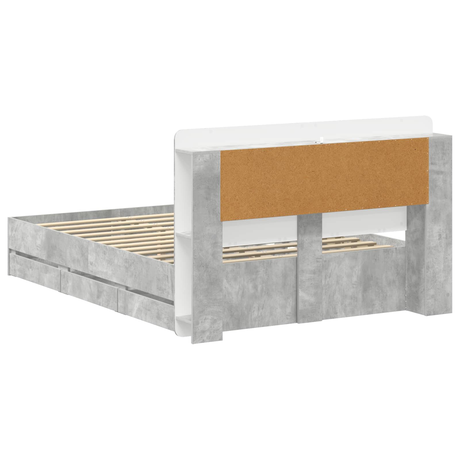 Bettgestell mit Stauraum Betongrau 150 x 200 cm Holzwerkstoff