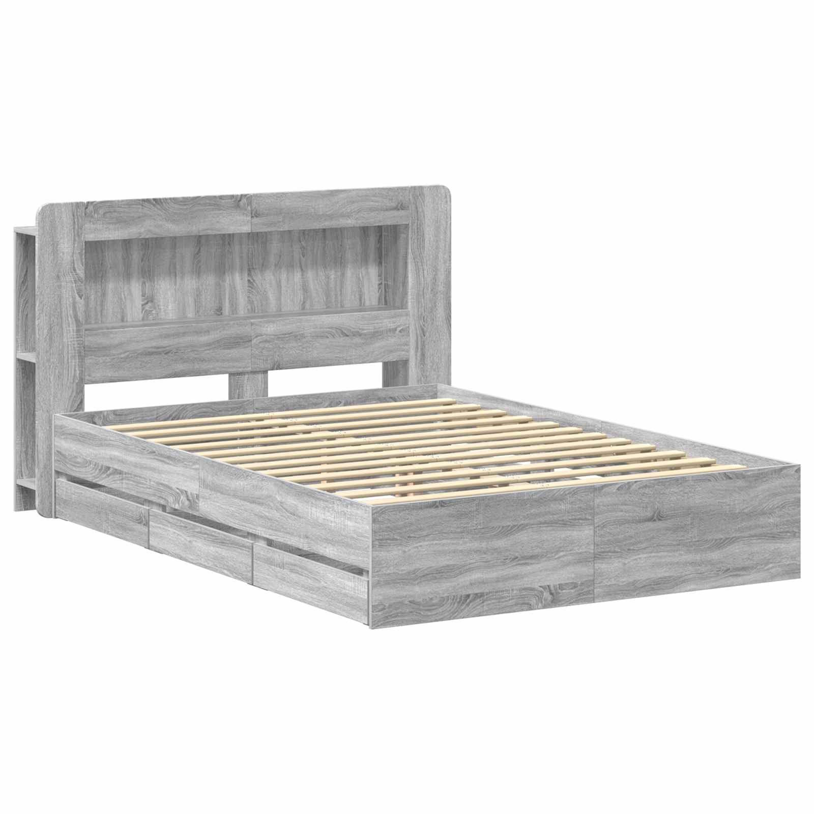 Bettgestell mit Stauraum Grau Sonoma 160 x 200 cm Holzwerkstoff