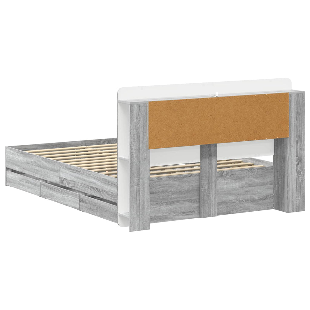 Bettgestell mit Stauraum Grau Sonoma 160 x 200 cm Holzwerkstoff