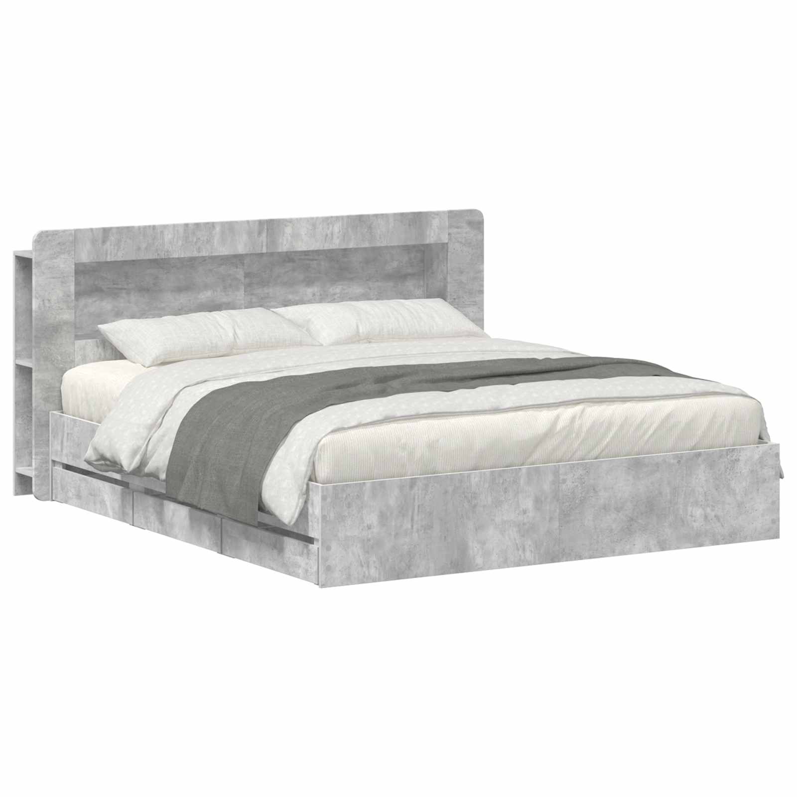 Bettgestell mit Stauraum Betongrau 180 x 200 cm Holzwerkstoff