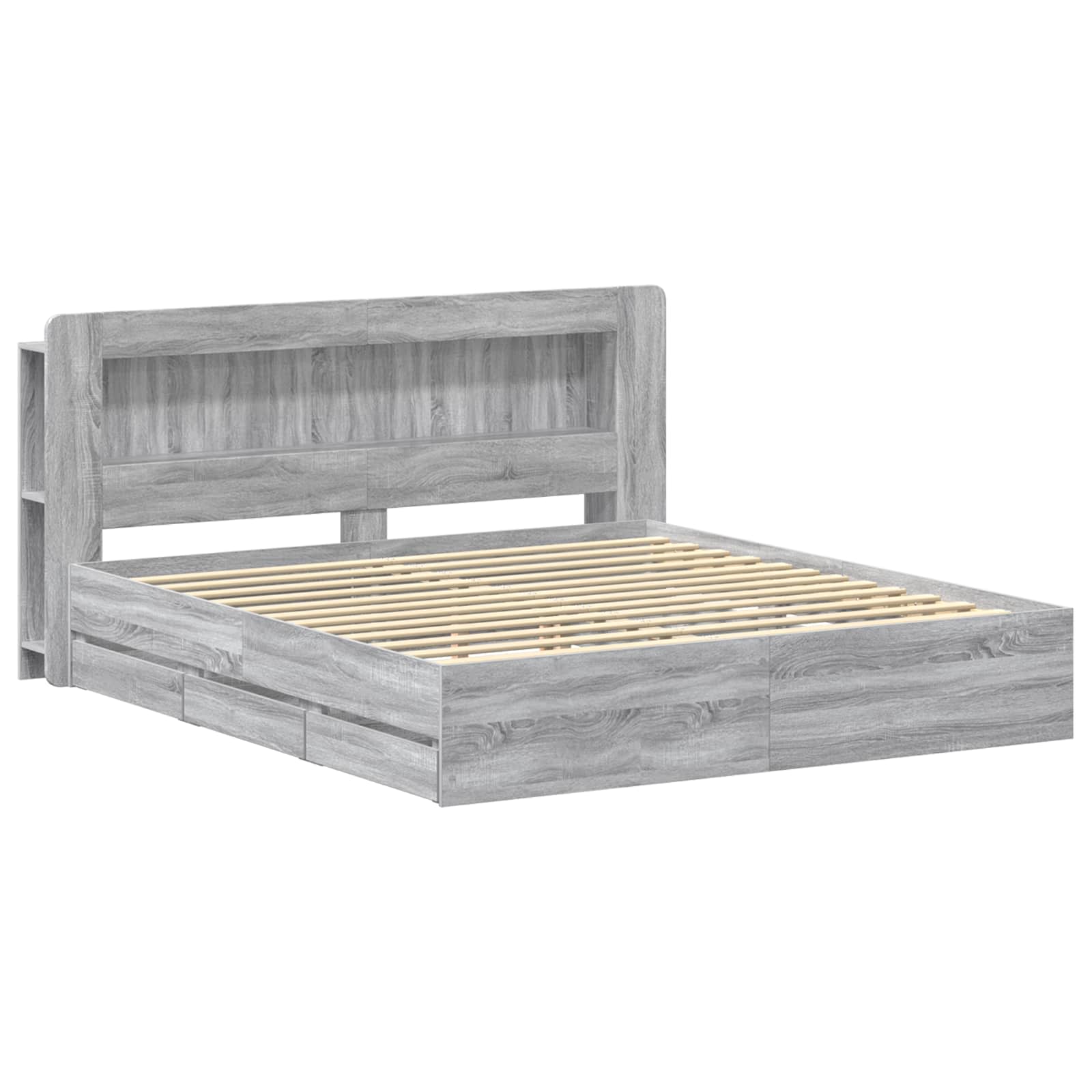 Bettgestell mit Stauraum Grau Sonoma 180 x 200 cm Holzwerkstoff