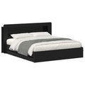 Bettgestell mit Stauraum Schwarz 200 x 200 cm Holzwerkstoff