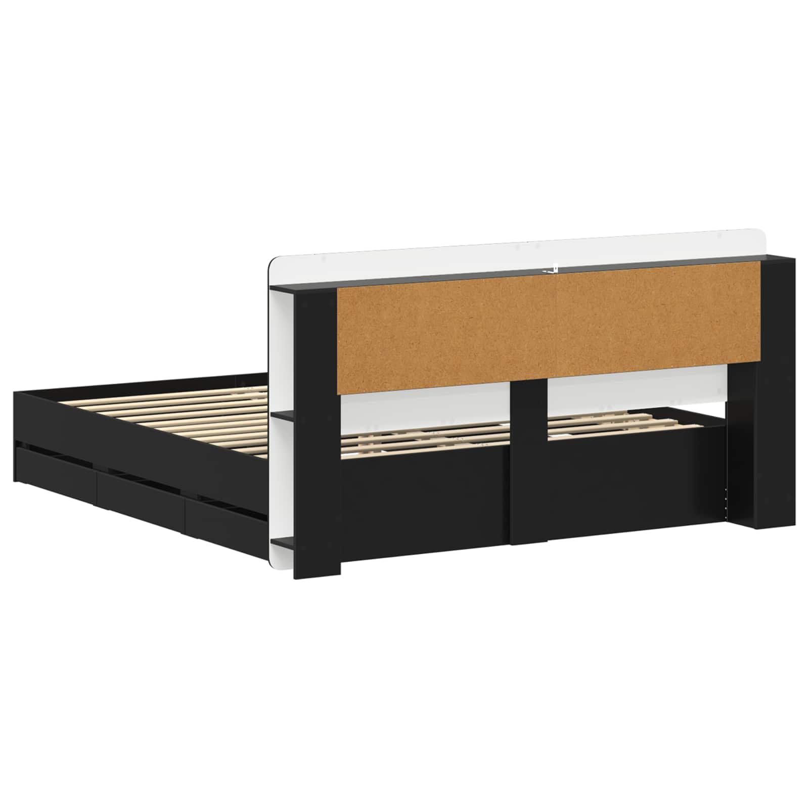 Bettgestell mit Stauraum Schwarz 200 x 200 cm Holzwerkstoff