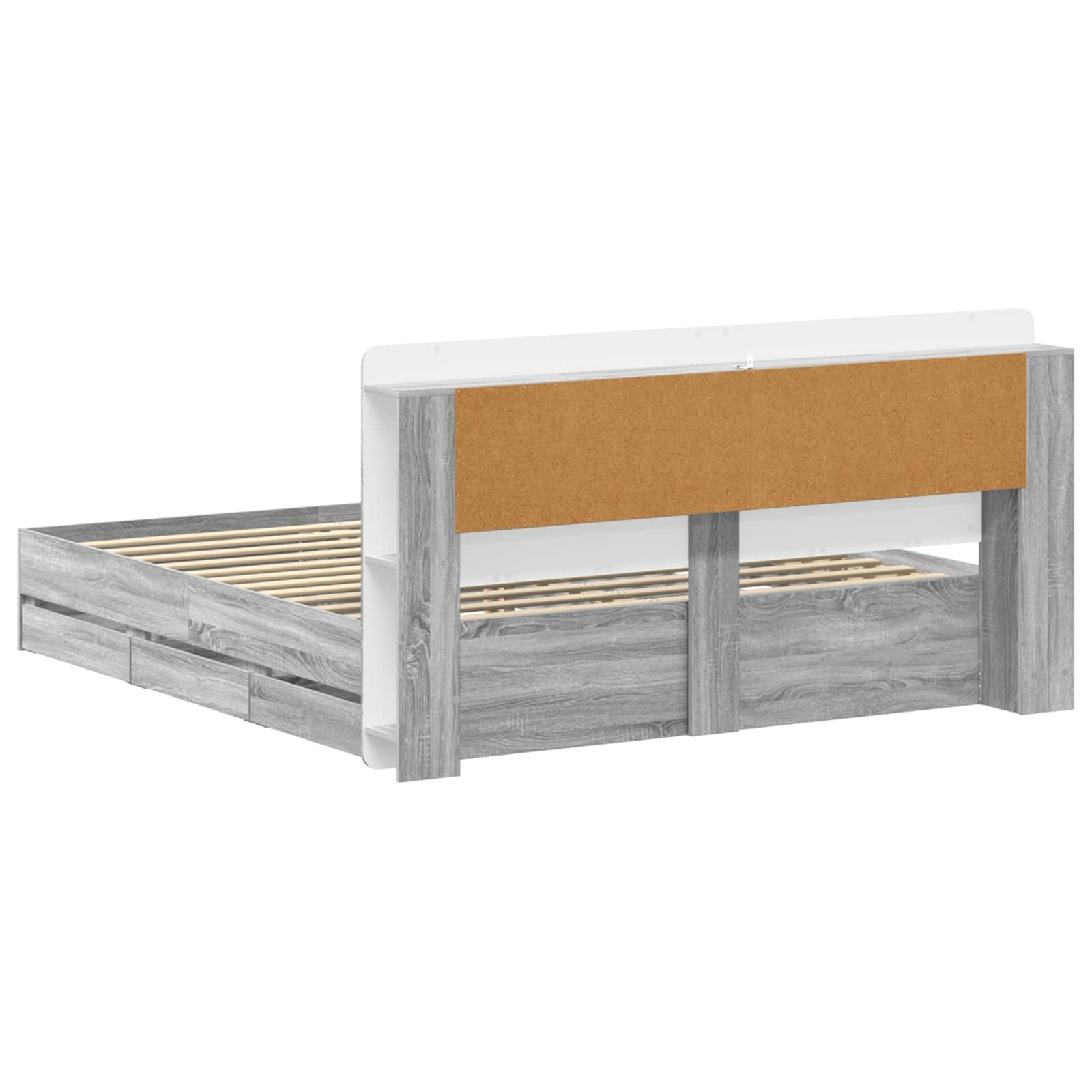Bettgestell mit Stauraum Grau Sonoma 200 x 200 cm Holzwerkstoff