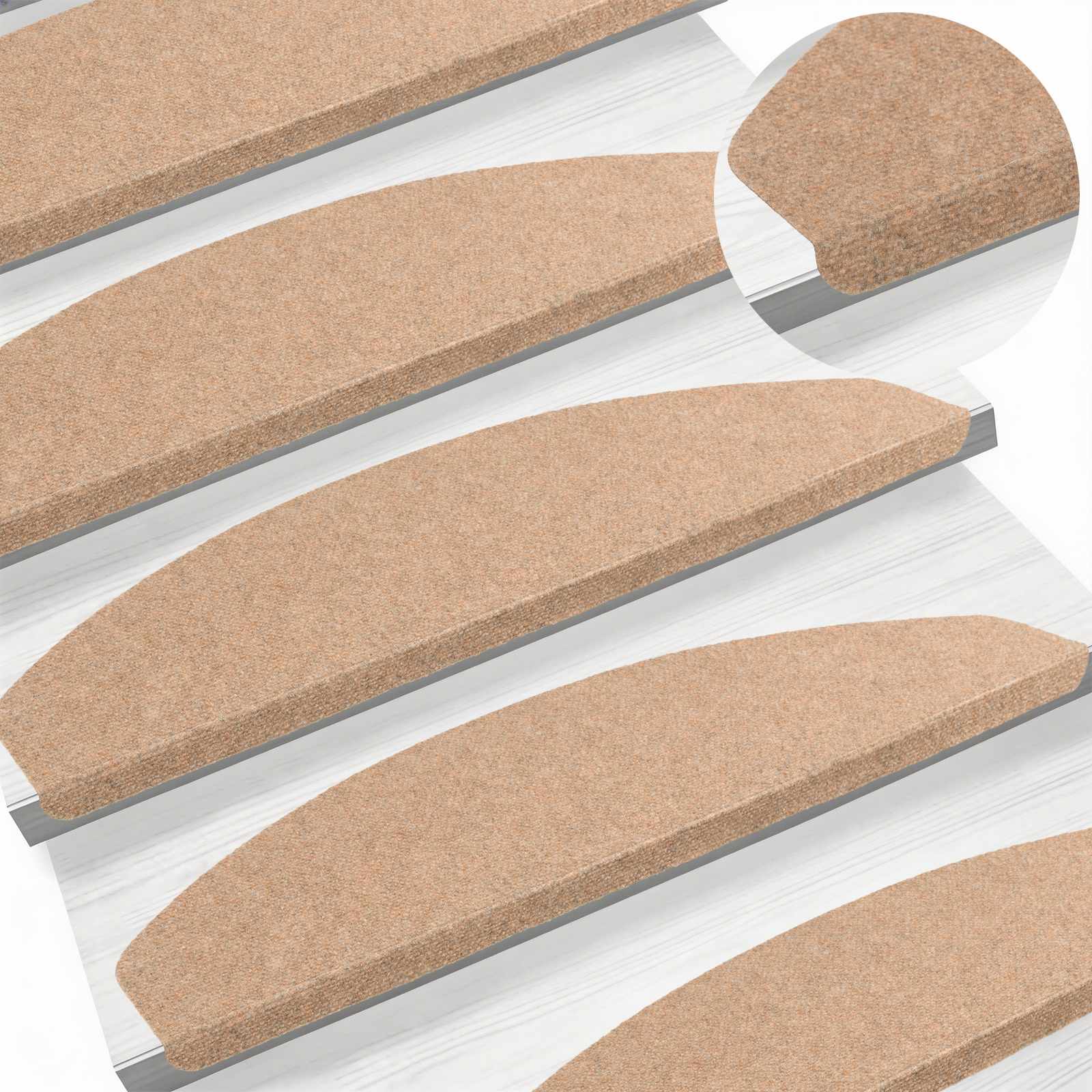 Selbstklebende Treppenschoner 15 pcs Beige 80 x 28 x 3,5 cm