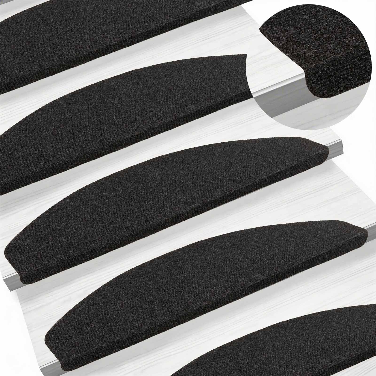 Selbstklebende Treppenschoner 15 pcs Anthrazit 80 x 28 x 3,5 cm