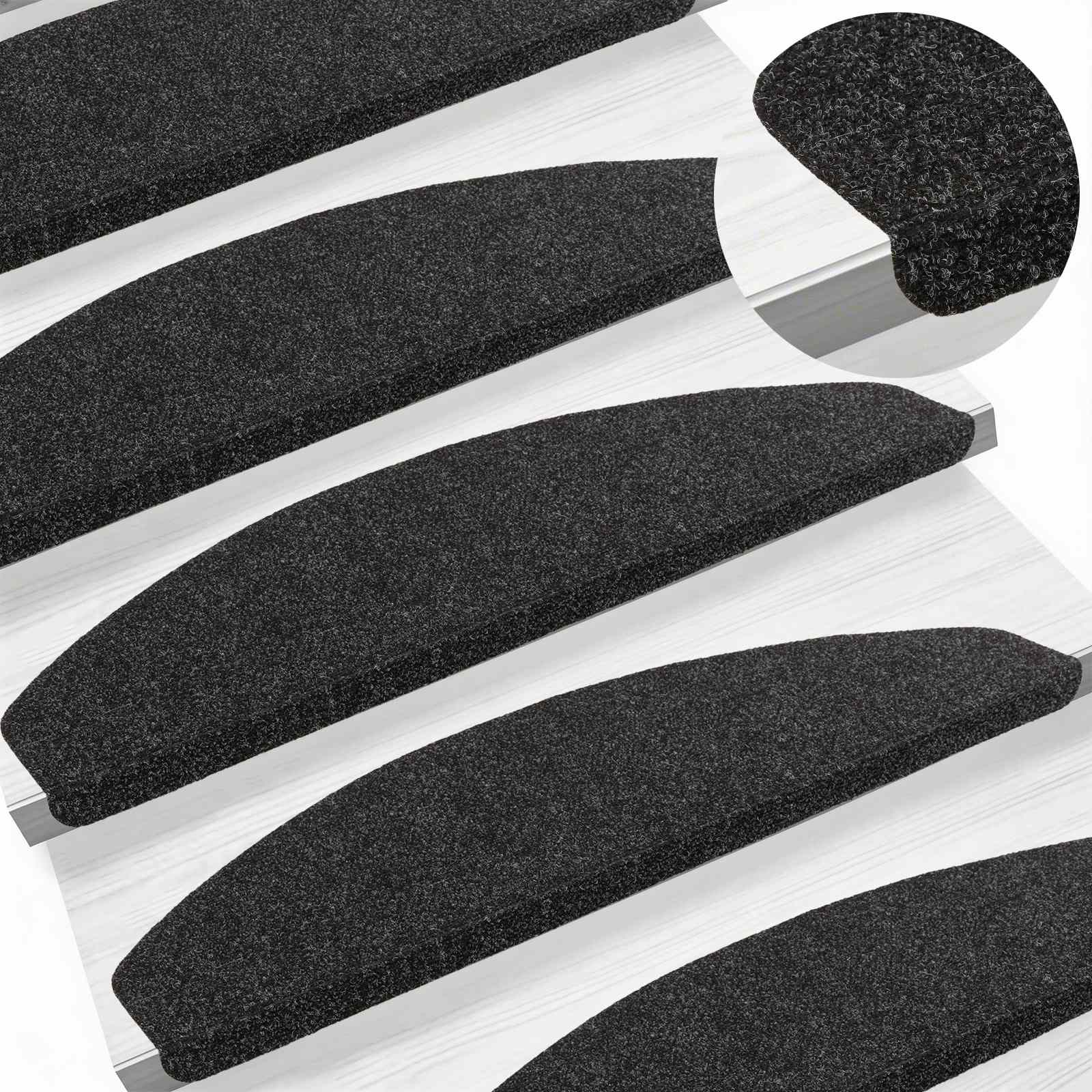 Selbstklebende Treppenschoner 15 pcs Schwarz 80 x 28 x 3,5 cm