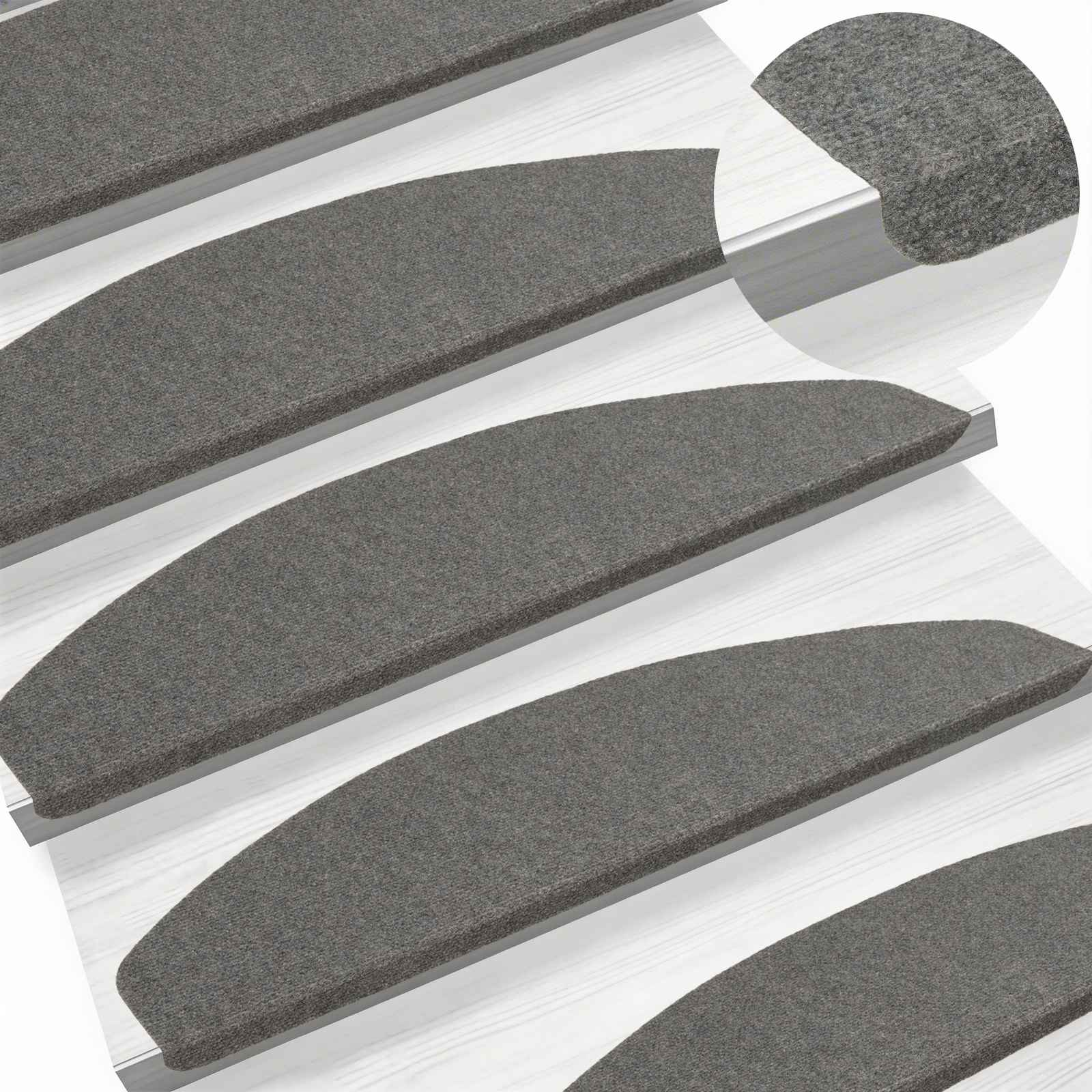 Selbstklebende Treppenschoner 15 pcs Grau 80 x 28 x 3,5 cm