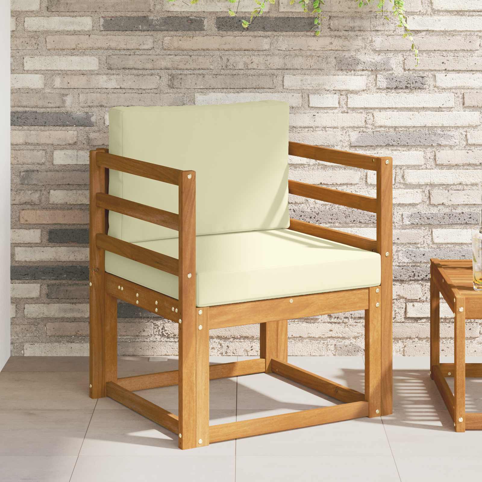 Outdoor-Sofa Massives Akazienholz und Polyester Natur
