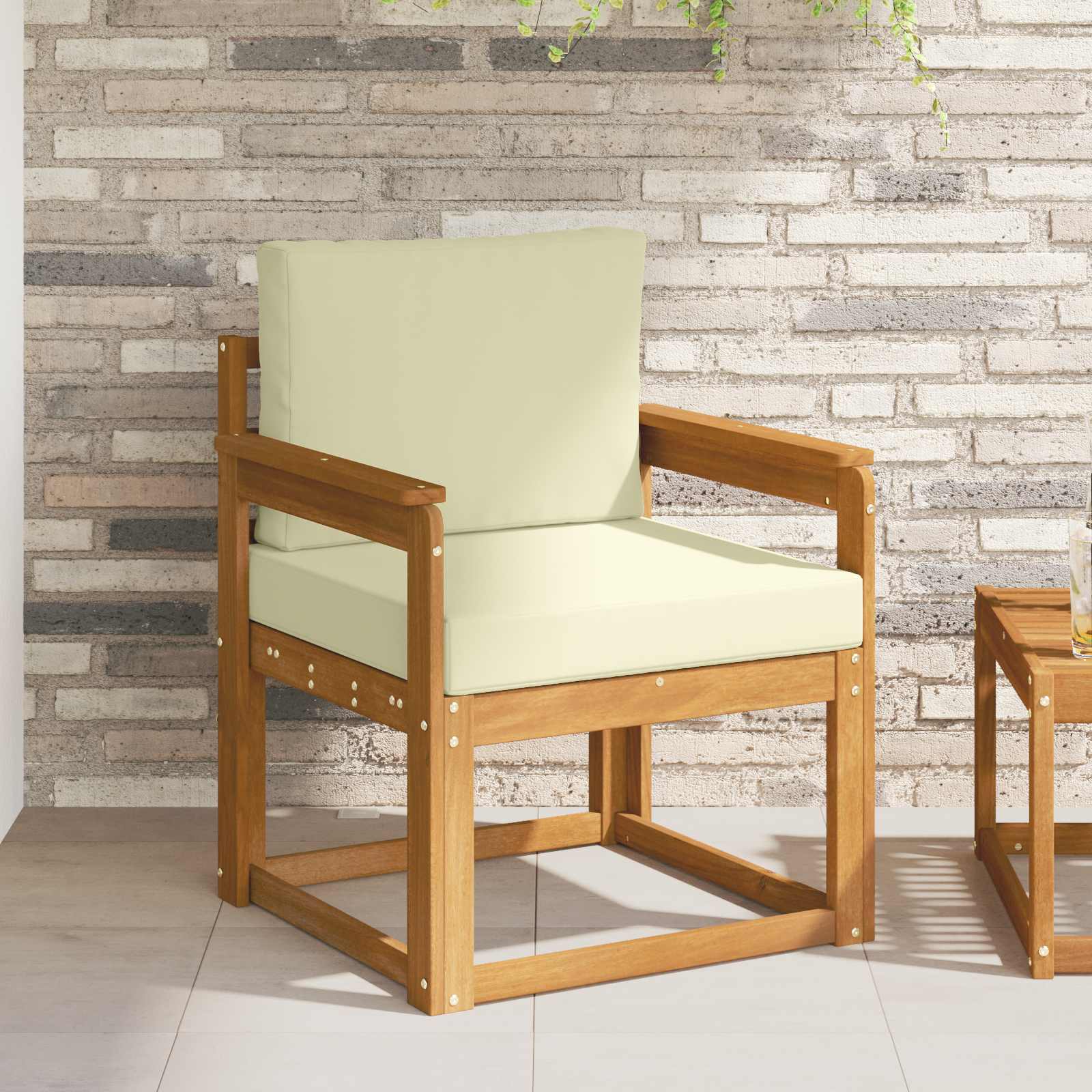 Outdoor-Sofa Massives Akazienholz und Polyester Natur