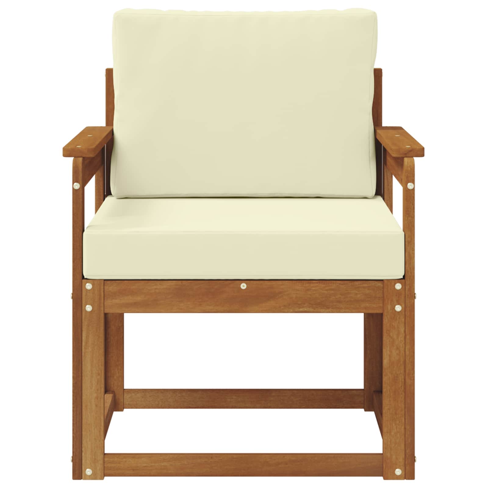 Outdoor-Sofa Massives Akazienholz und Polyester Natur