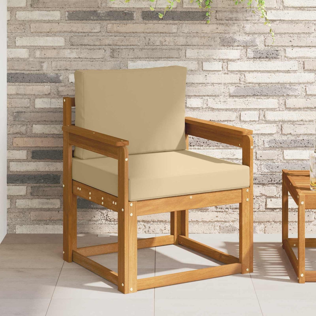 Outdoor-Sofa Massives Akazienholz und Polyester Natur