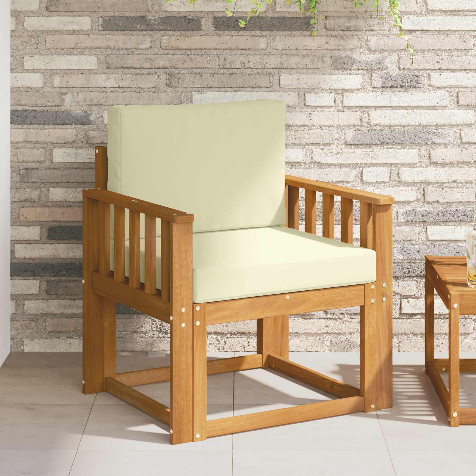 Outdoor-Sofa Massives Akazienholz und Polyester Natur