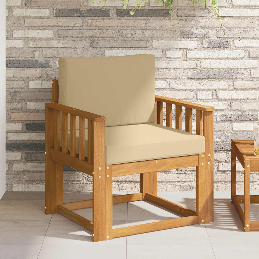 Outdoor-Sofa Massives Akazienholz und Polyester Natur