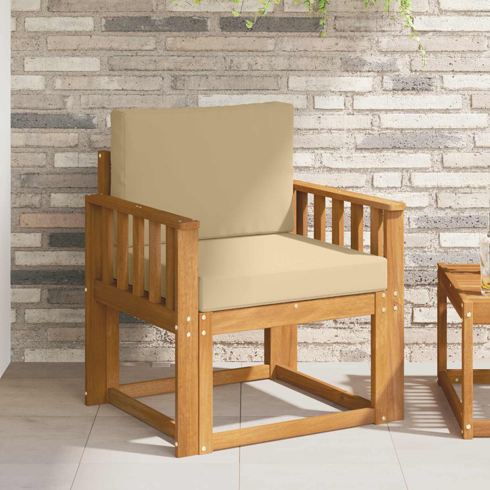 Outdoor-Sofa Massives Akazienholz und Polyester Natur