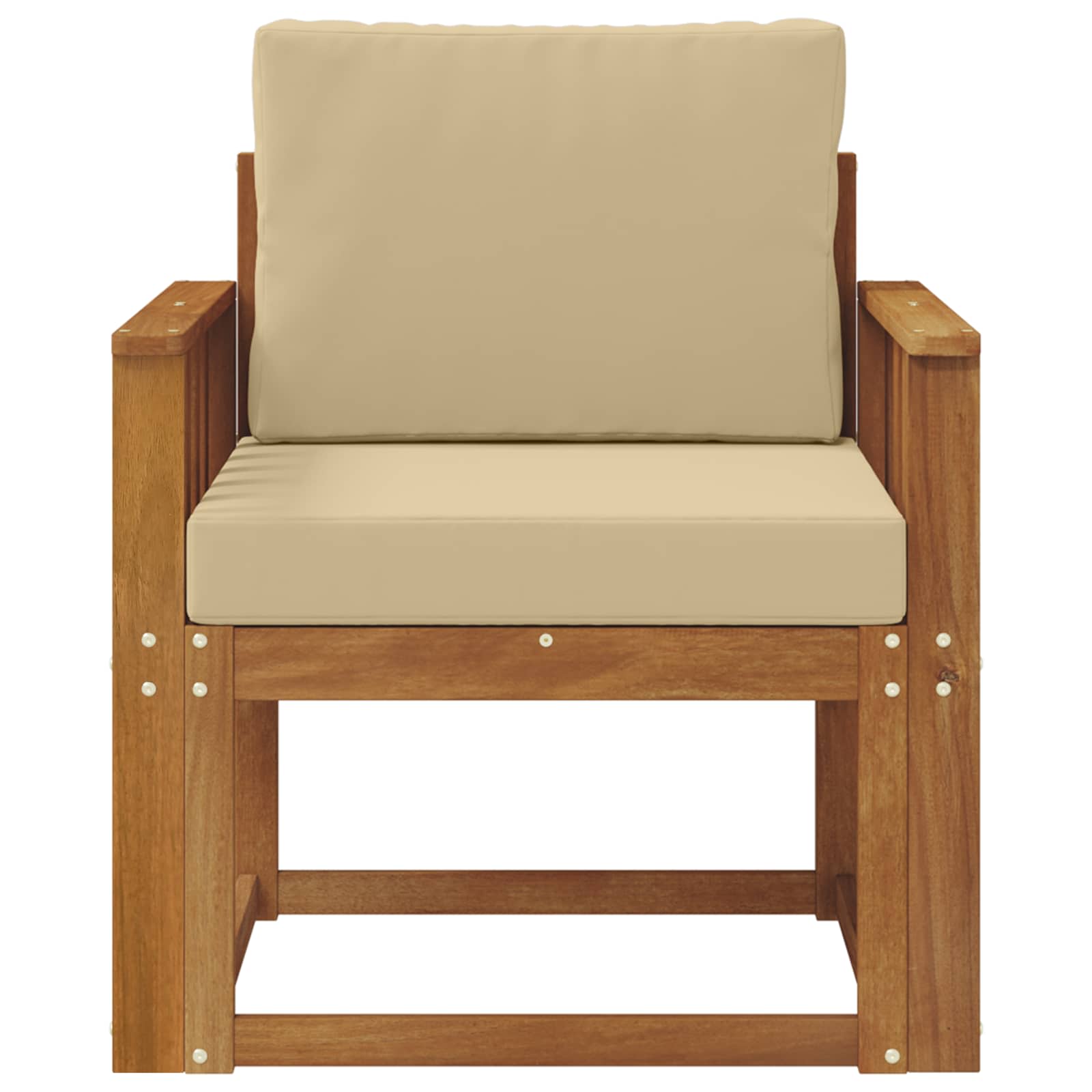 Outdoor-Sofa Massives Akazienholz und Polyester Natur
