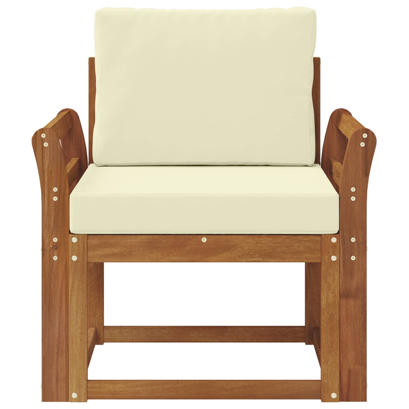 Outdoor-Sofa Massives Akazienholz und Polyester Natur