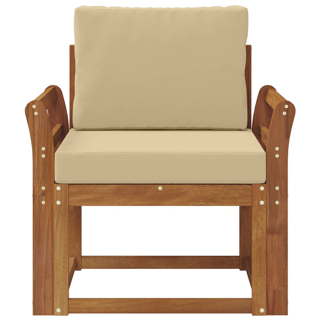 Outdoor-Sofa Massives Akazienholz und Polyester Natur
